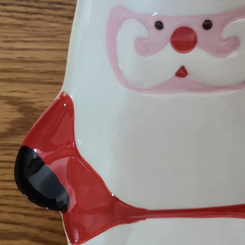 Boston Warehouse Santa Ceramic Serving Dish and Candy Cane Spreader Vintage 2006